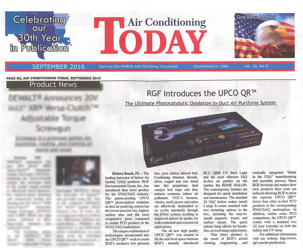 Article in Air Conditioning Today