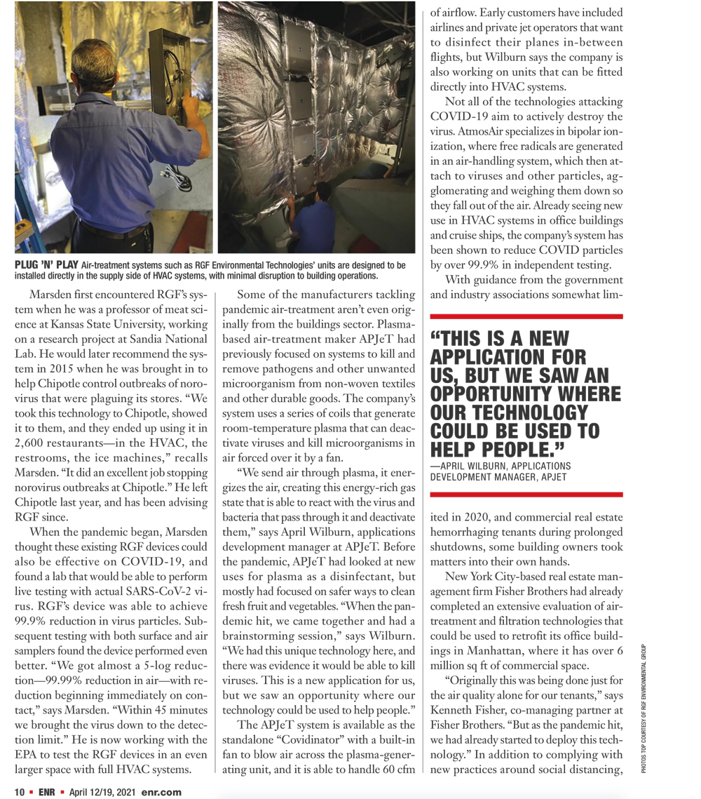 ENR, April 2021 - 'Cleaning the air, fighting the virus'